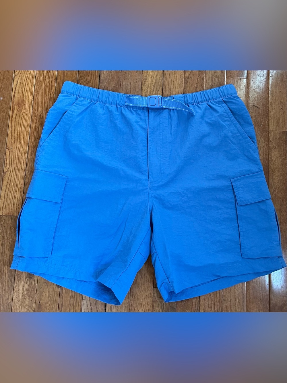 Lands' End Bright Blue Men's Cargo Athletic Shorts with Belt